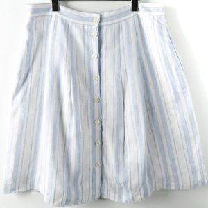 BROOKS BROTHERS Striped Linen A-Line Button Skirt